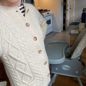 Beautiful Irish Wool Cable Knit Cardigan Sweater